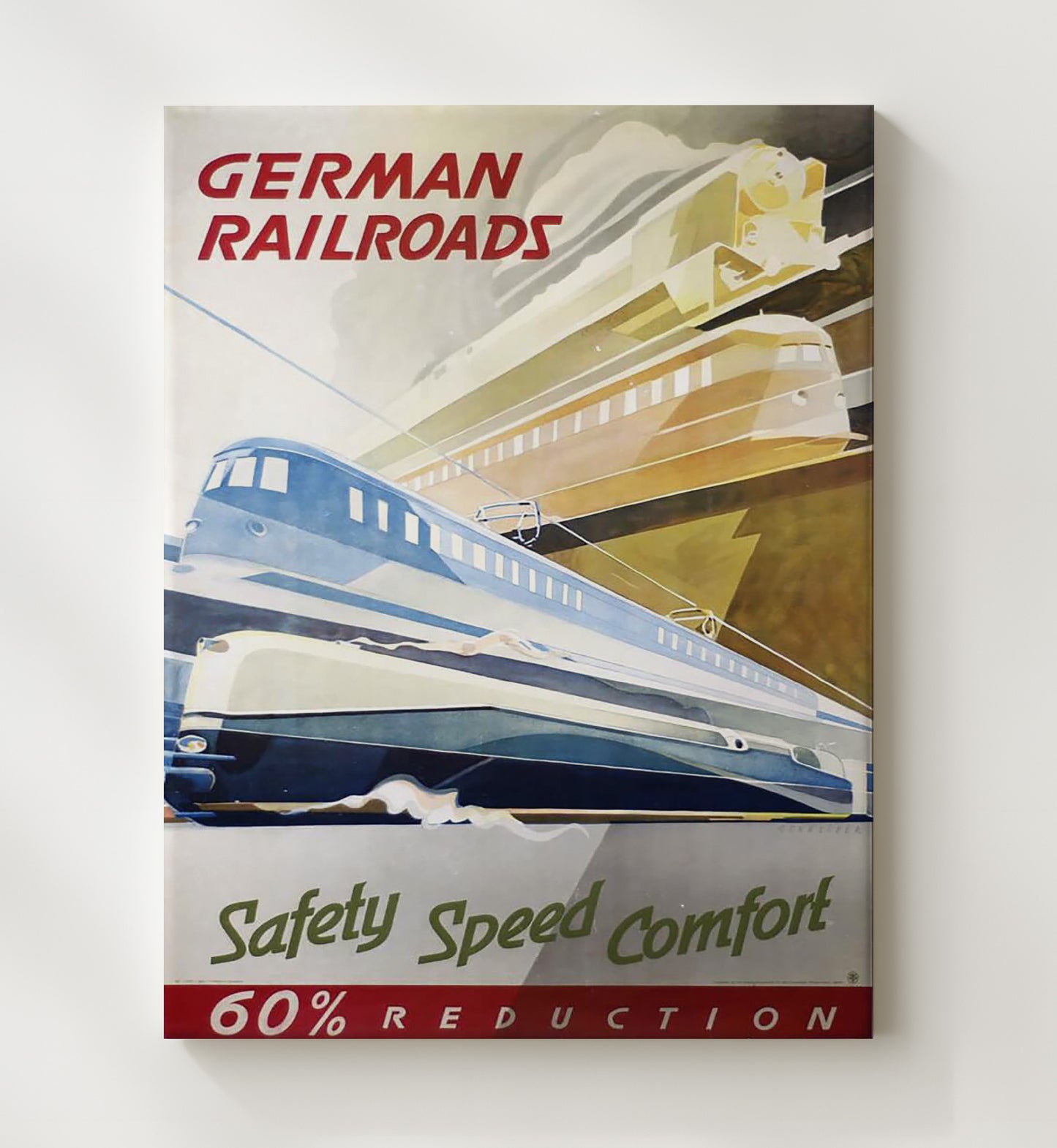 Germany Railroads Vintage Travel Print 20x24 Canvas travel wall art print
