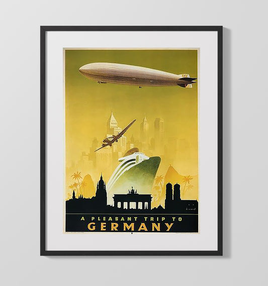 Germany Zeppelin and Brandenburg Gate - Travel - 16x20 Gallery Frame
