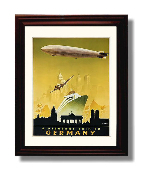 Germany Zeppelin and Brandenburg Gate travel poster wall art 8x10 Canvas