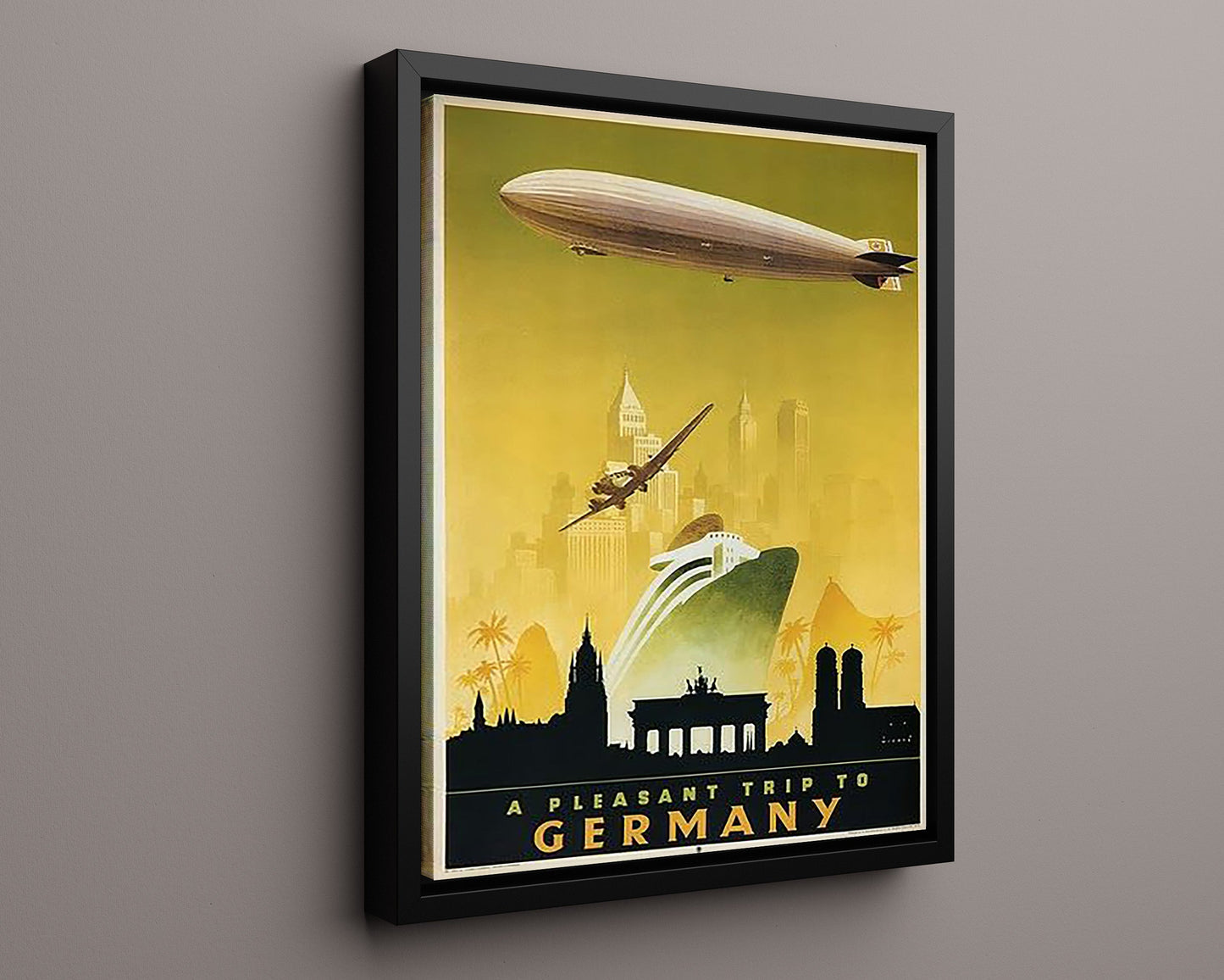 Classic Travel Poster - Germany - Zeppelin and Brandenburg Gate