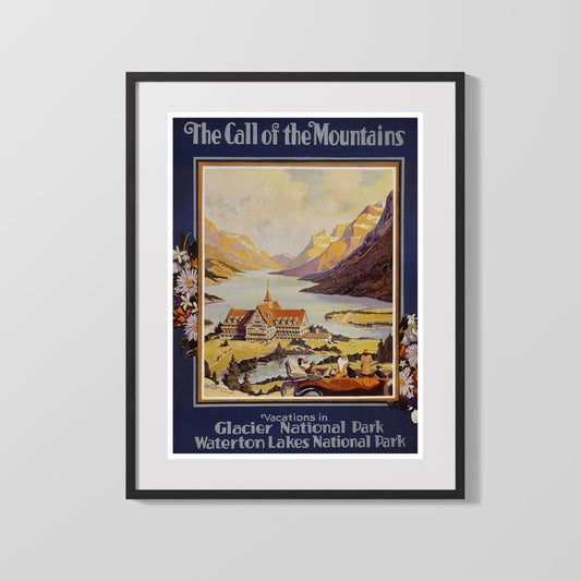 Classic Travel Poster - Glacier Park - Waterton Lakes