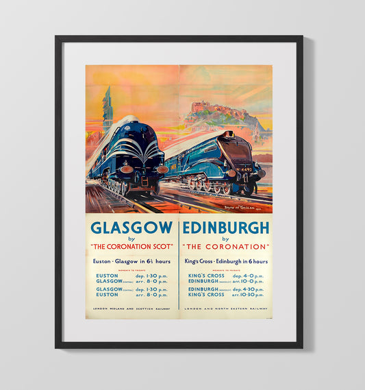Glasgow Edinburgh Coronation Scot - Travel - 16x20 Gallery Frame