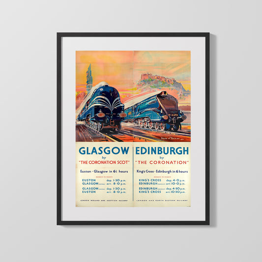 Classic Travel Poster - Glasgow Edinburgh - Coronation Scot