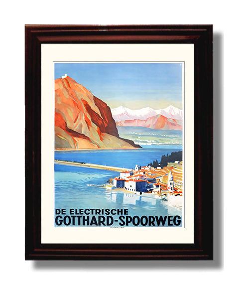 Gotthard Swiss Railway travel poster wall art 8x10 Canvas