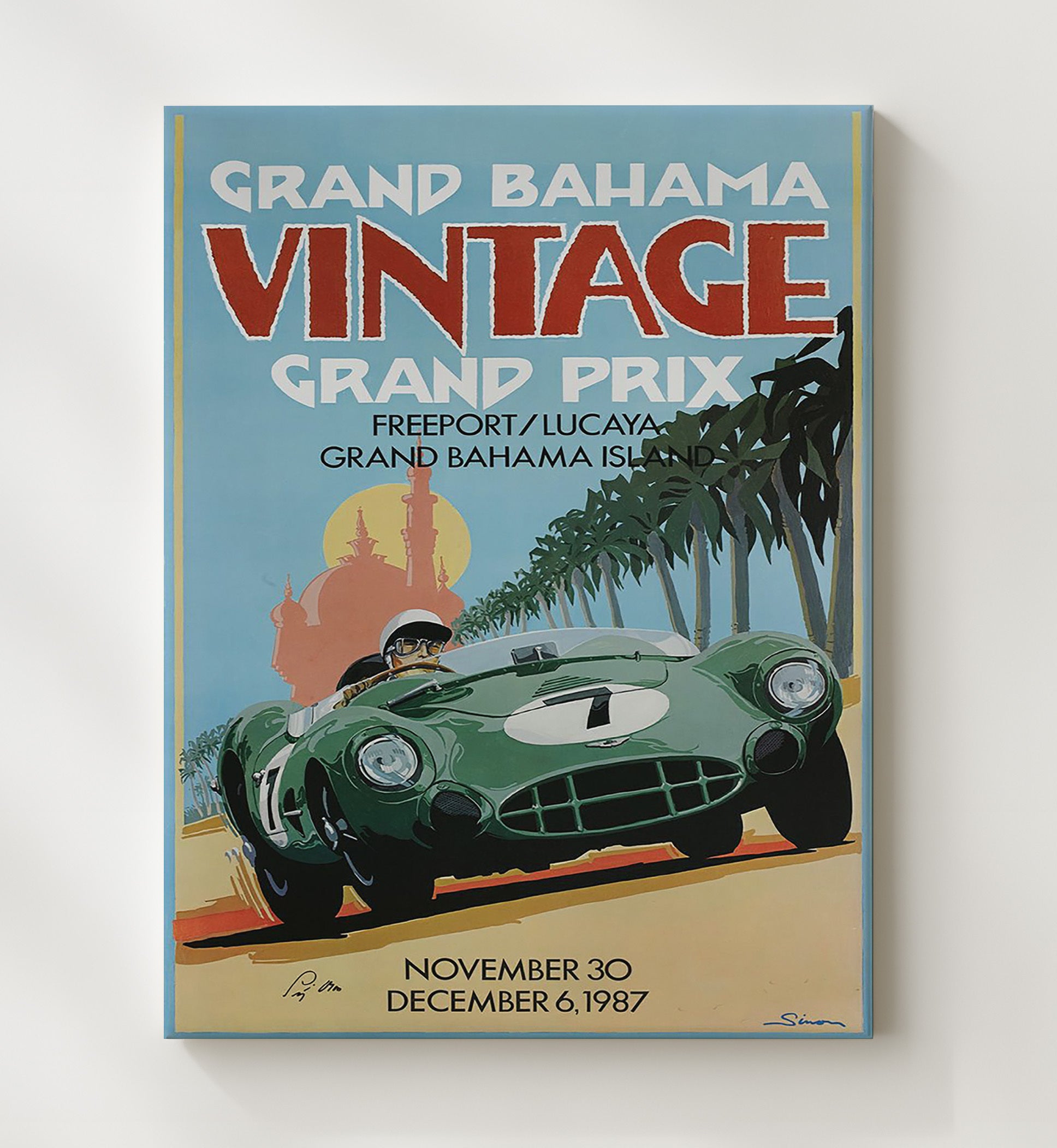 Grand Bahama Vintage Grand Prix Vintage Travel Print 20x24 Canvas travel wall art print