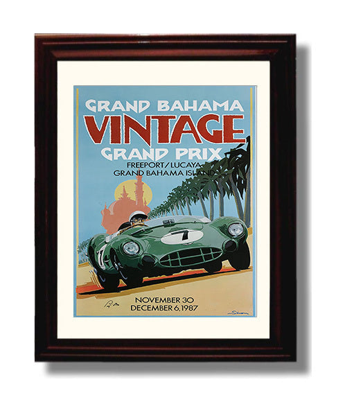 Grand Bahama Vintage Grand Prix Vintage Travel Print 8x10 Beveled Frame travel wall art print