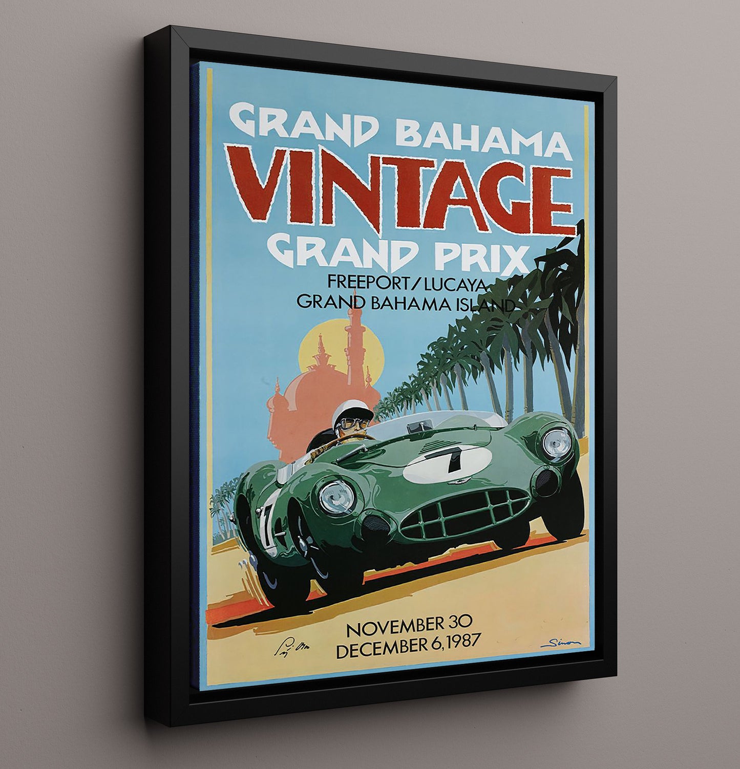 Grand Bahama Vintage Grand Prix Vintage Travel Print 16x20 Framed Canvas travel wall art print