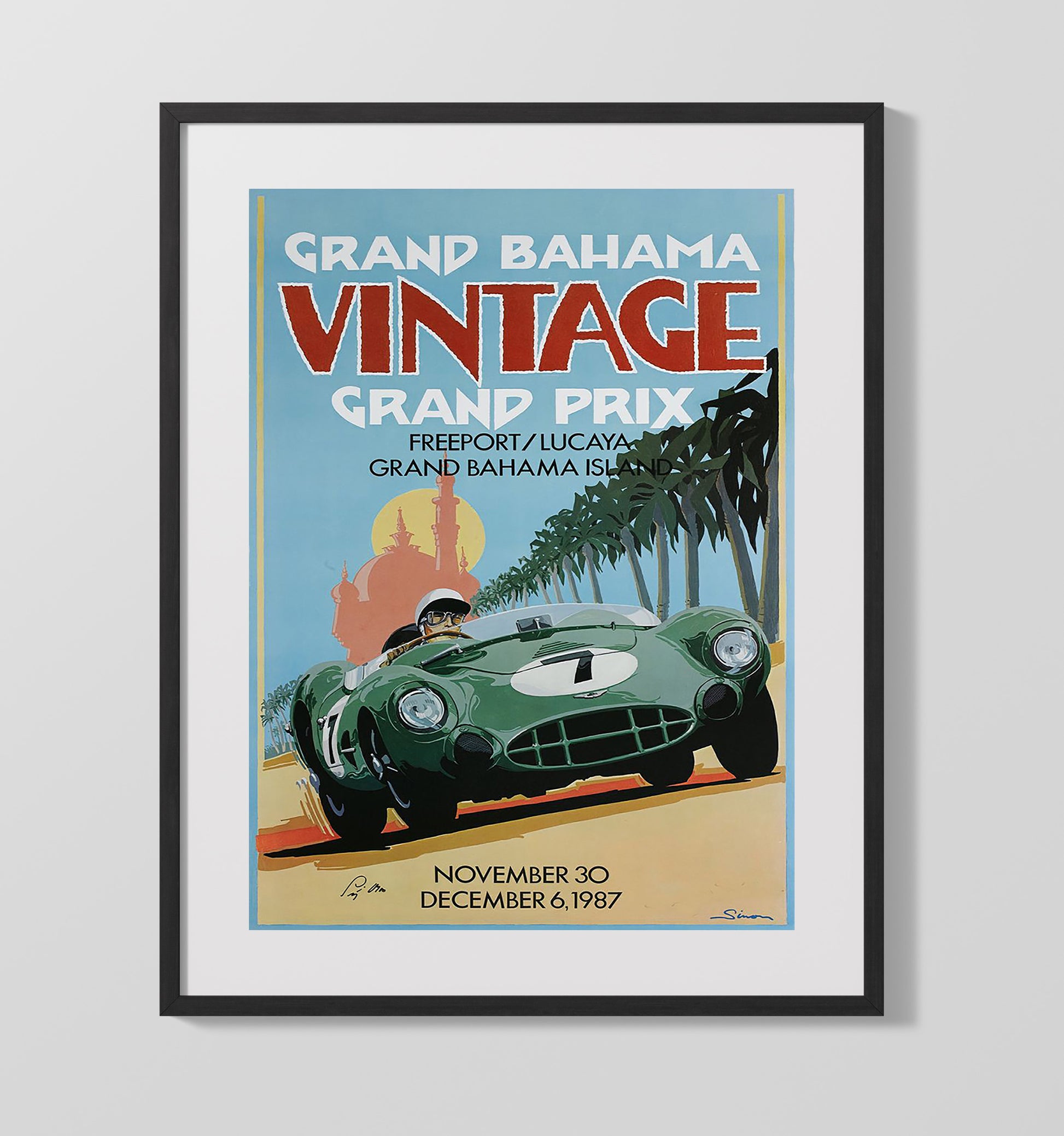 Grand Bahama Vintage Grand Prix Vintage Travel Print 16x20 Gallery Frame travel wall art print