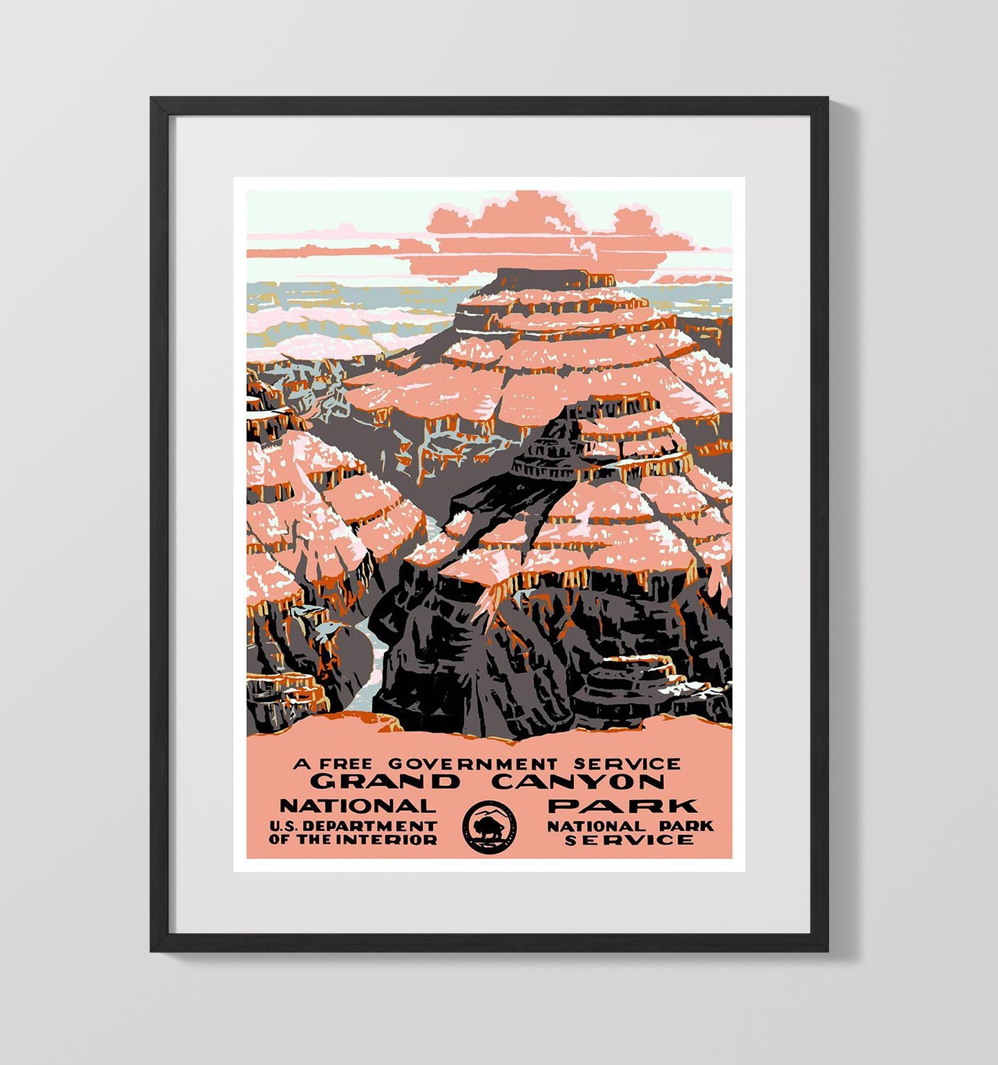 Grand Canyon Landmark Vintage Travel Print 16x20 Gallery Frame travel wall art print