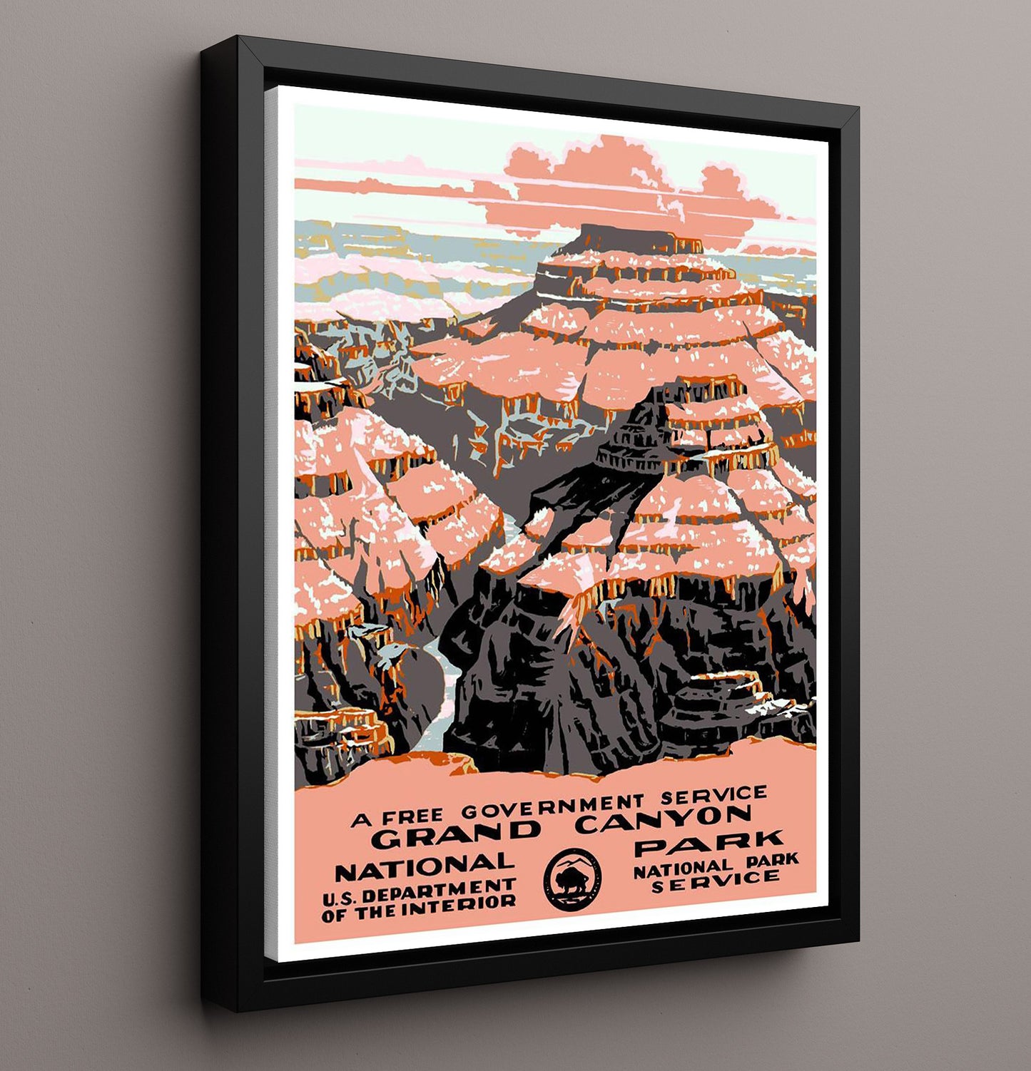 Grand Canyon Landmark Vintage Travel Print 16x20 Framed Canvas travel wall art print
