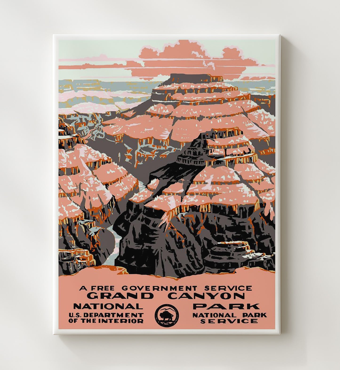 Grand Canyon Landmark Vintage Travel Print 20x24 Canvas travel wall art print