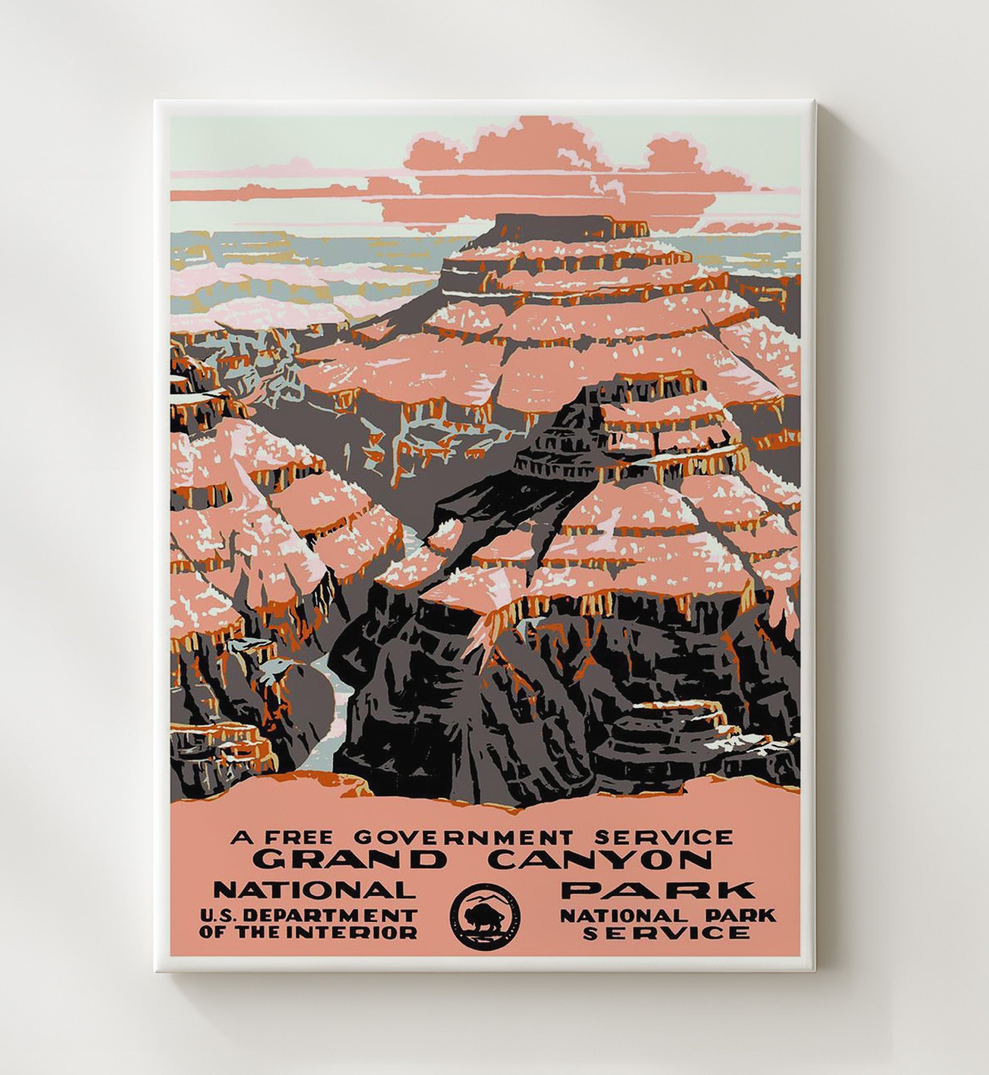 Grand Canyon Landmark Vintage Travel Print 20x24 Canvas travel wall art print