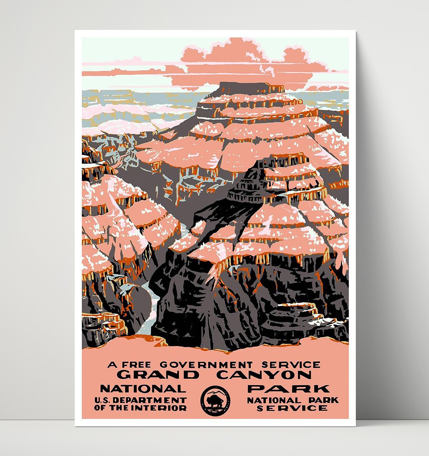 Grand Canyon Landmark Vintage Travel Print 16x20 Unframed Print travel wall art print