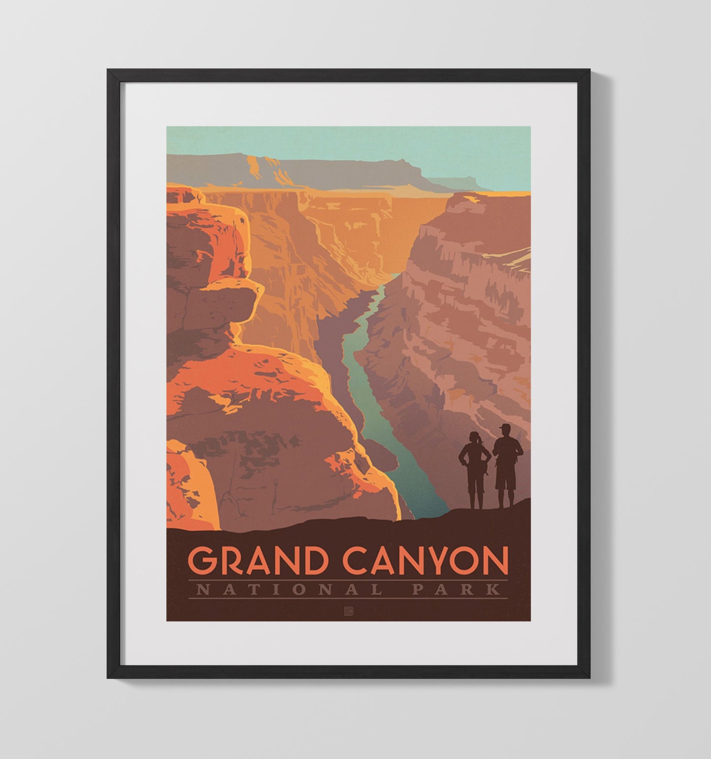 Grand Canyon National Park Vintage Travel Print 16x20 Gallery Frame travel wall art print