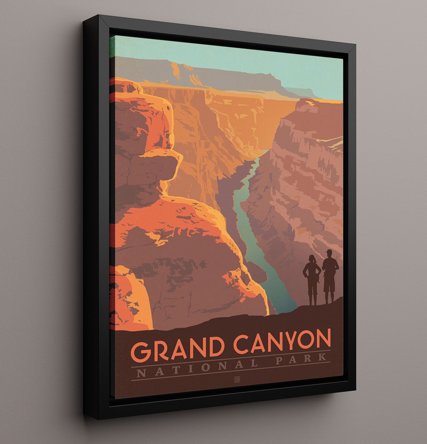 Grand Canyon National Park Vintage Travel Print 16x20 Framed Canvas travel wall art print