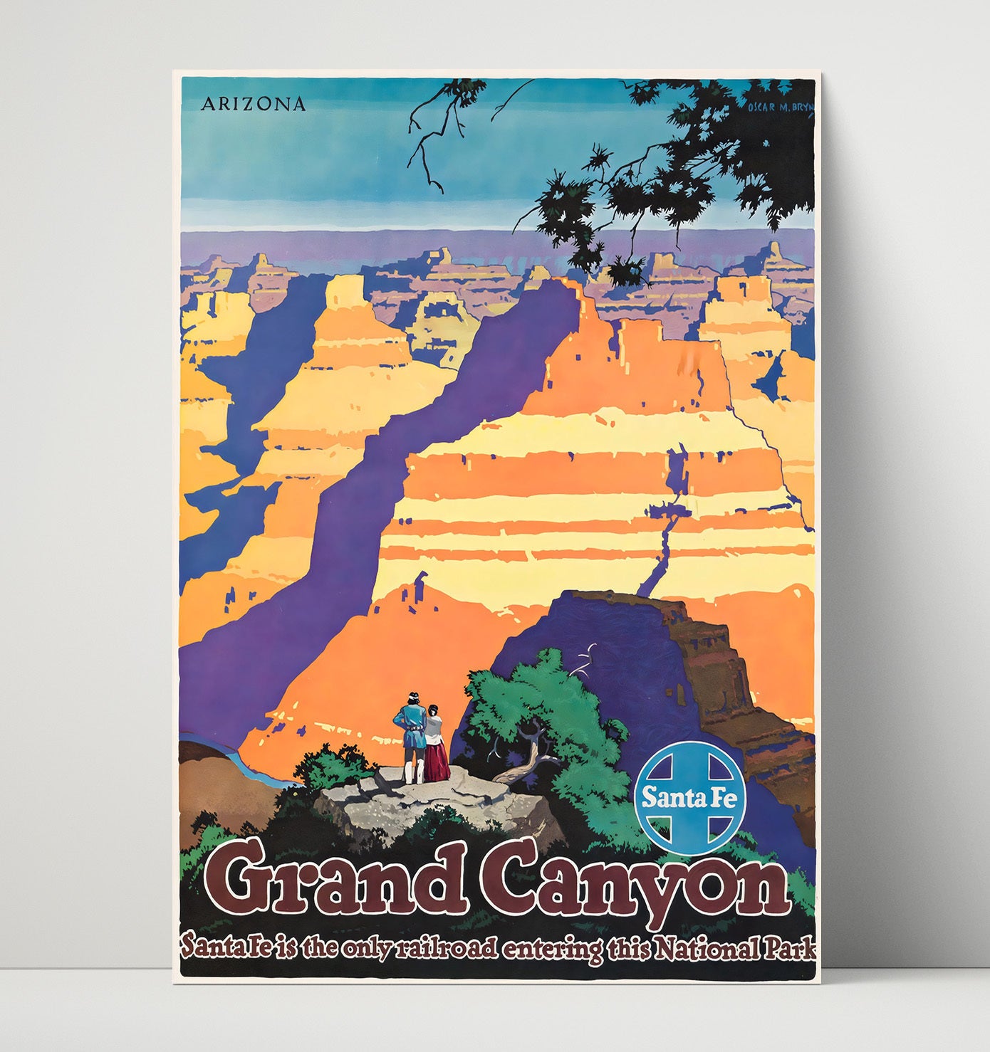 Grand Canyon Santa Fe Railway Vintage Travel Print 16x20 Unframed Print travel wall art print