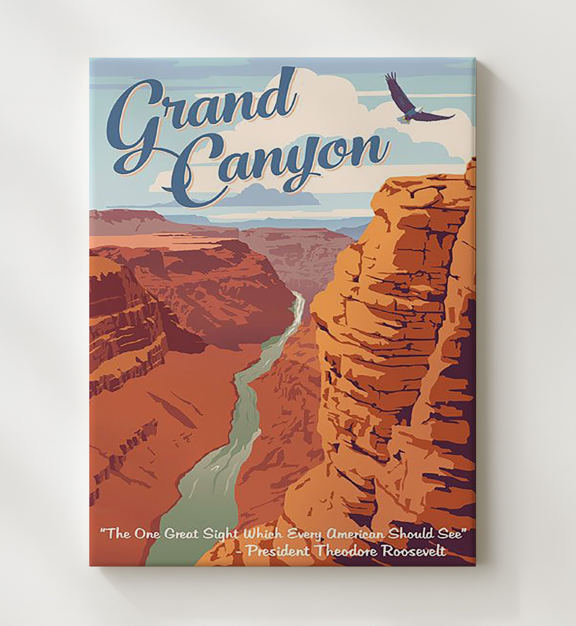 Grand Canyon United States Vintage Travel Print 20x24 Canvas travel wall art print