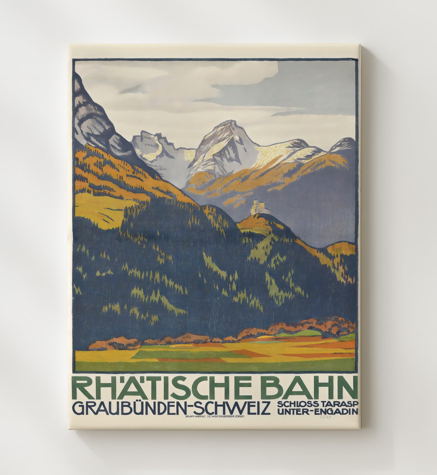 Graubunden Rhatische Bahn Vintage Travel Print 20x24 Canvas travel wall art print