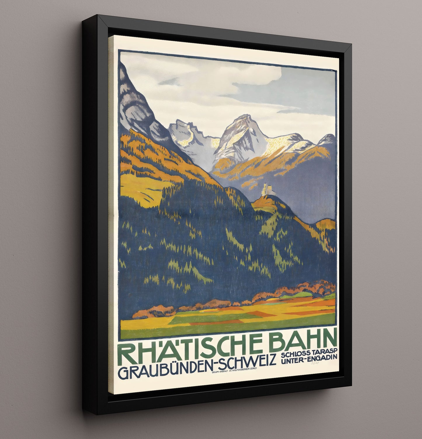 Graubunden Rhatische Bahn Vintage Travel Print 16x20 Framed Canvas travel wall art print