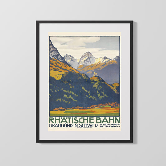 Classic Travel Poster - Graubunden - Rhatische Bahn