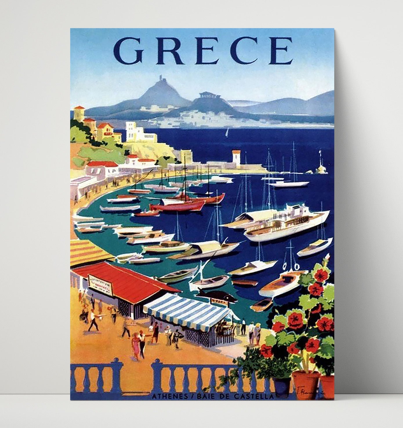 Greece Athens Baie de Castella Vintage Travel Print 16x20 Unframed Print travel wall art print
