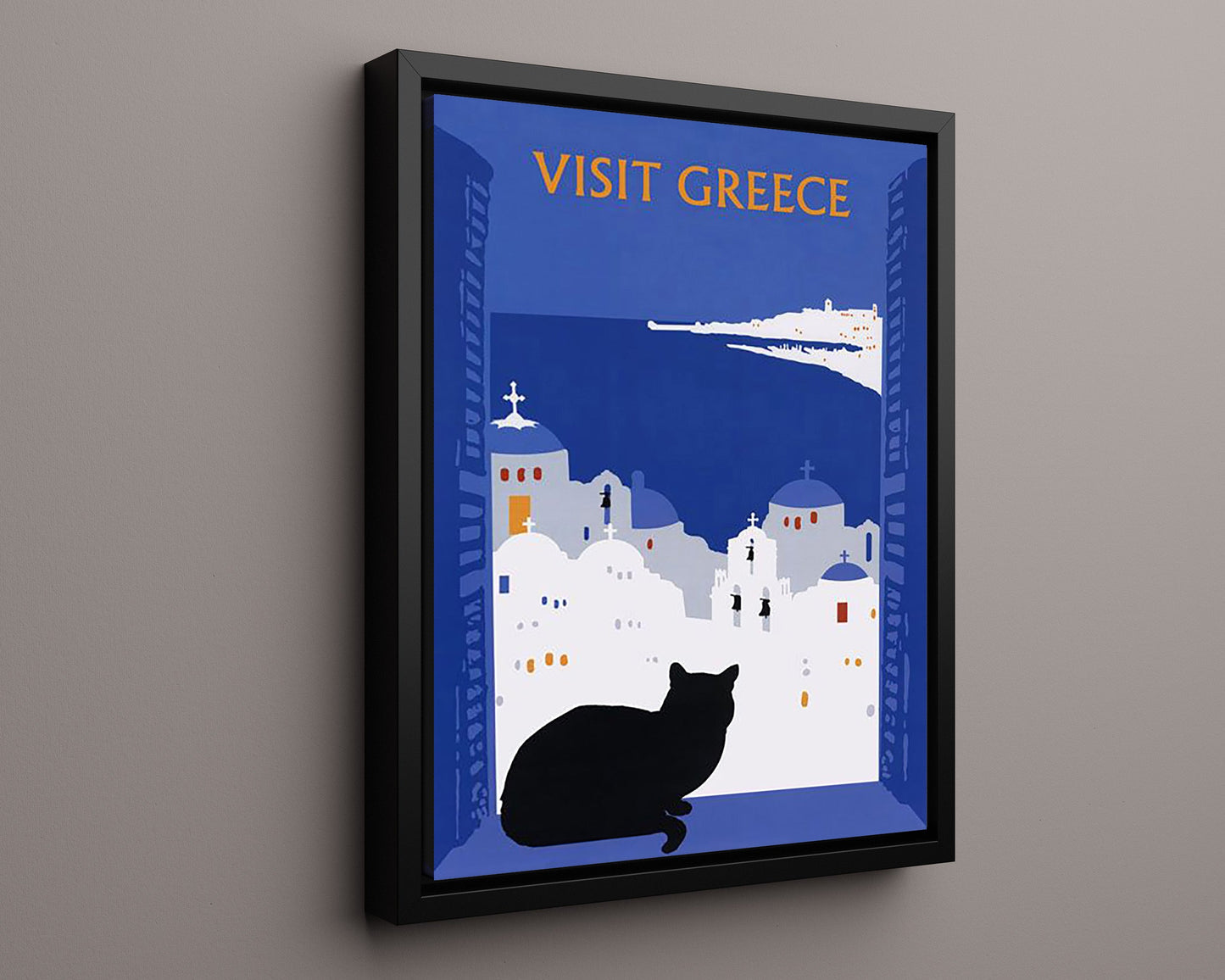 Classic Travel Poster - Greece - Santorini Cat
