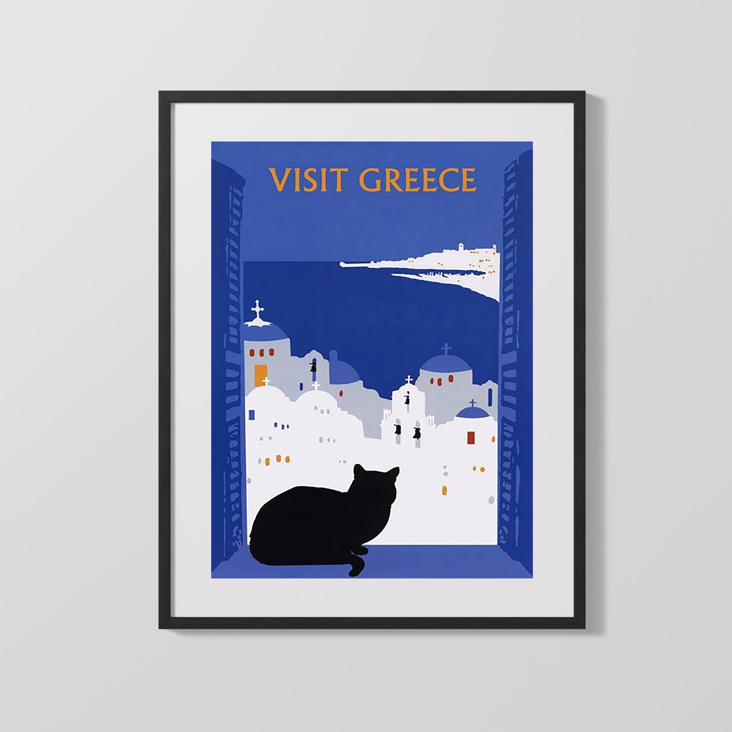 Classic Travel Poster - Greece - Santorini Cat