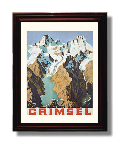 Grimsel Swiss Alps Glacier travel poster wall art 8x10 Canvas