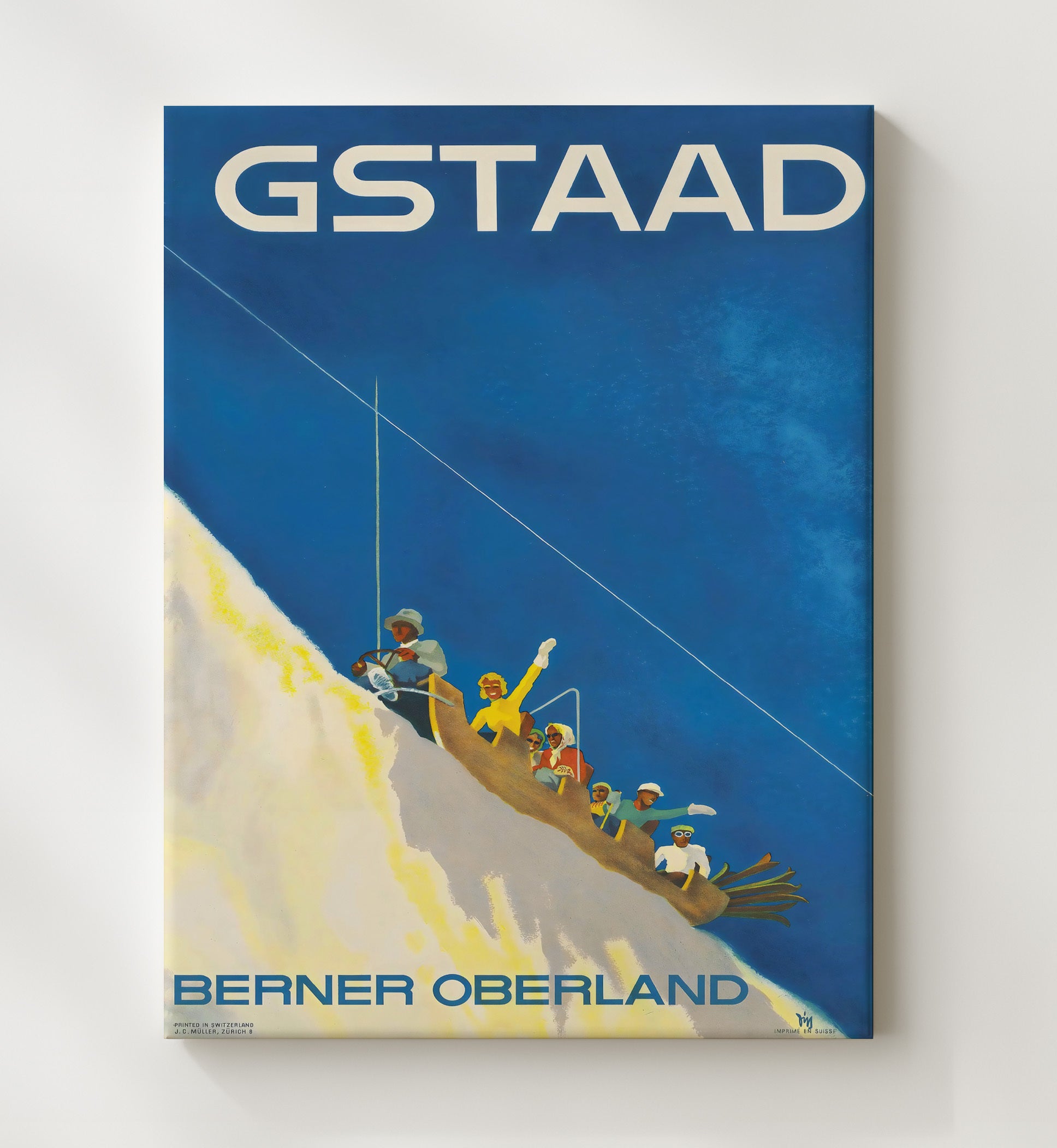 Gstaad Berner Oberland Vintage Travel Print 20x24 Canvas travel wall art print