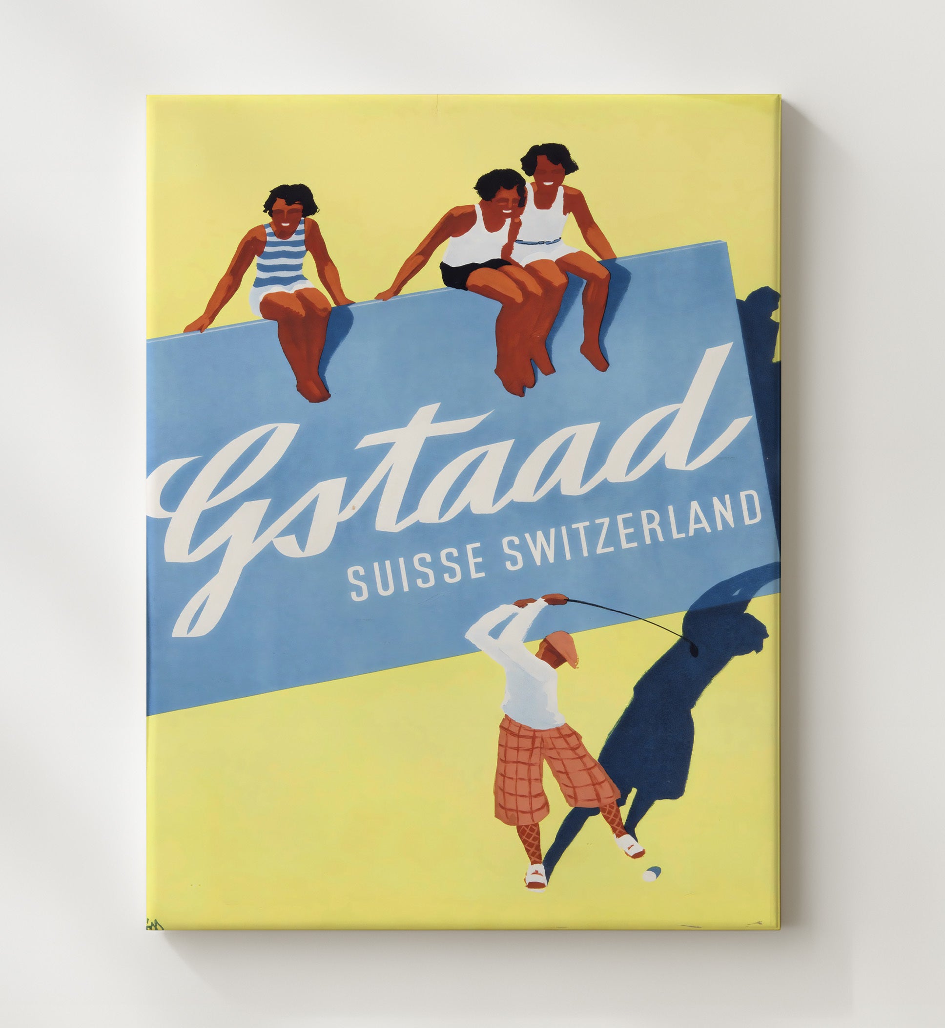 Gstaad Golf and Friends Vintage Travel Print 20x24 Canvas travel wall art print