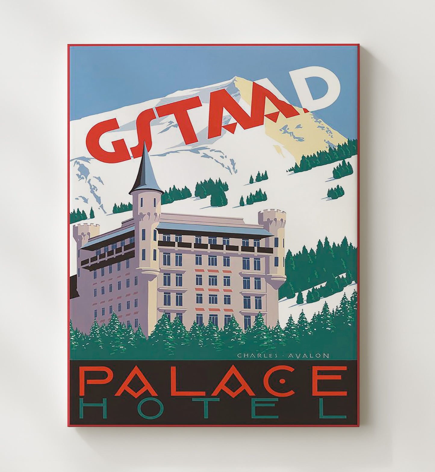 Gstaad Palace Hotel Vintage Travel Print 20x24 Canvas travel wall art print