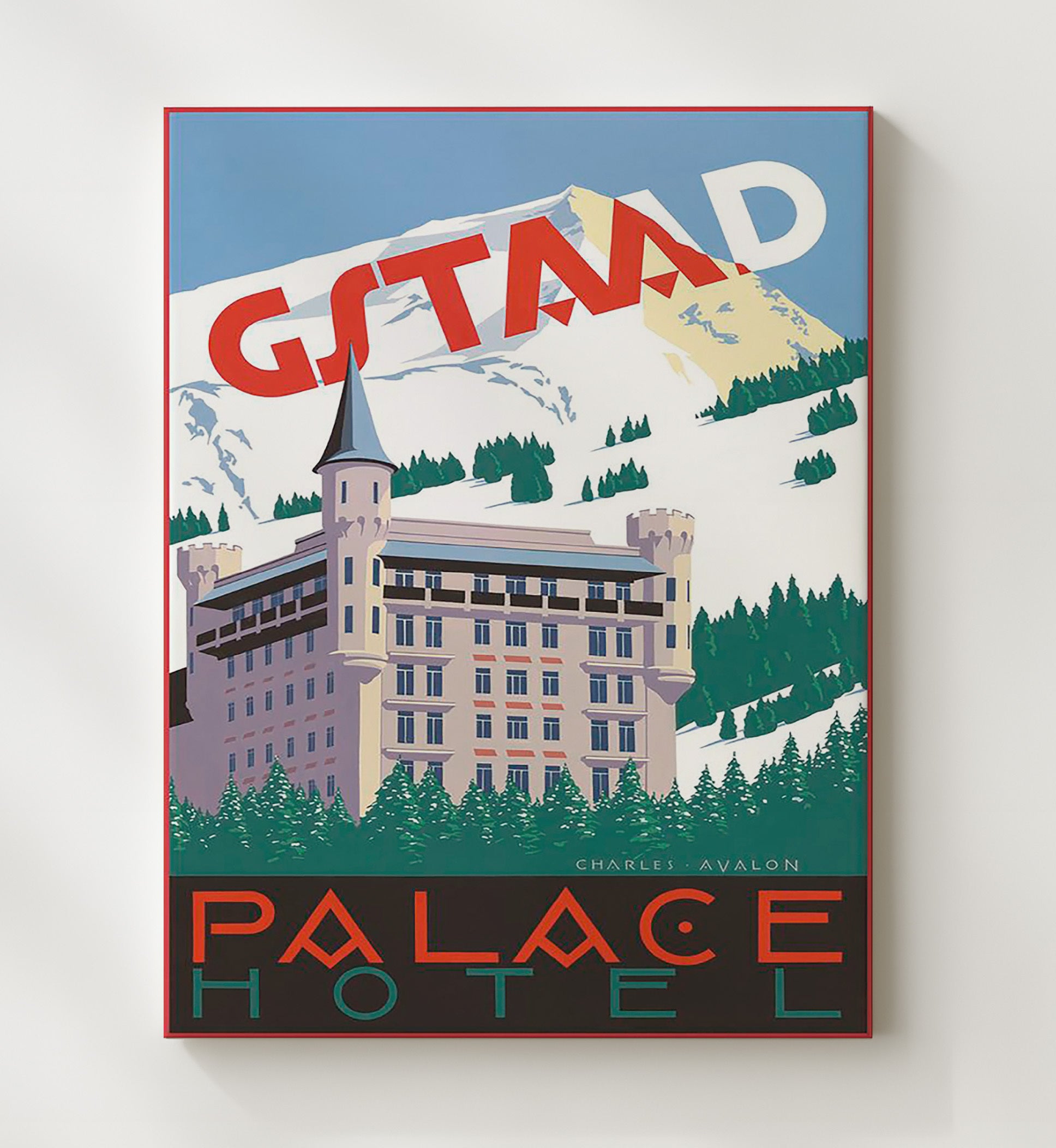 Gstaad Palace Hotel Vintage Travel Print 20x24 Canvas travel wall art print