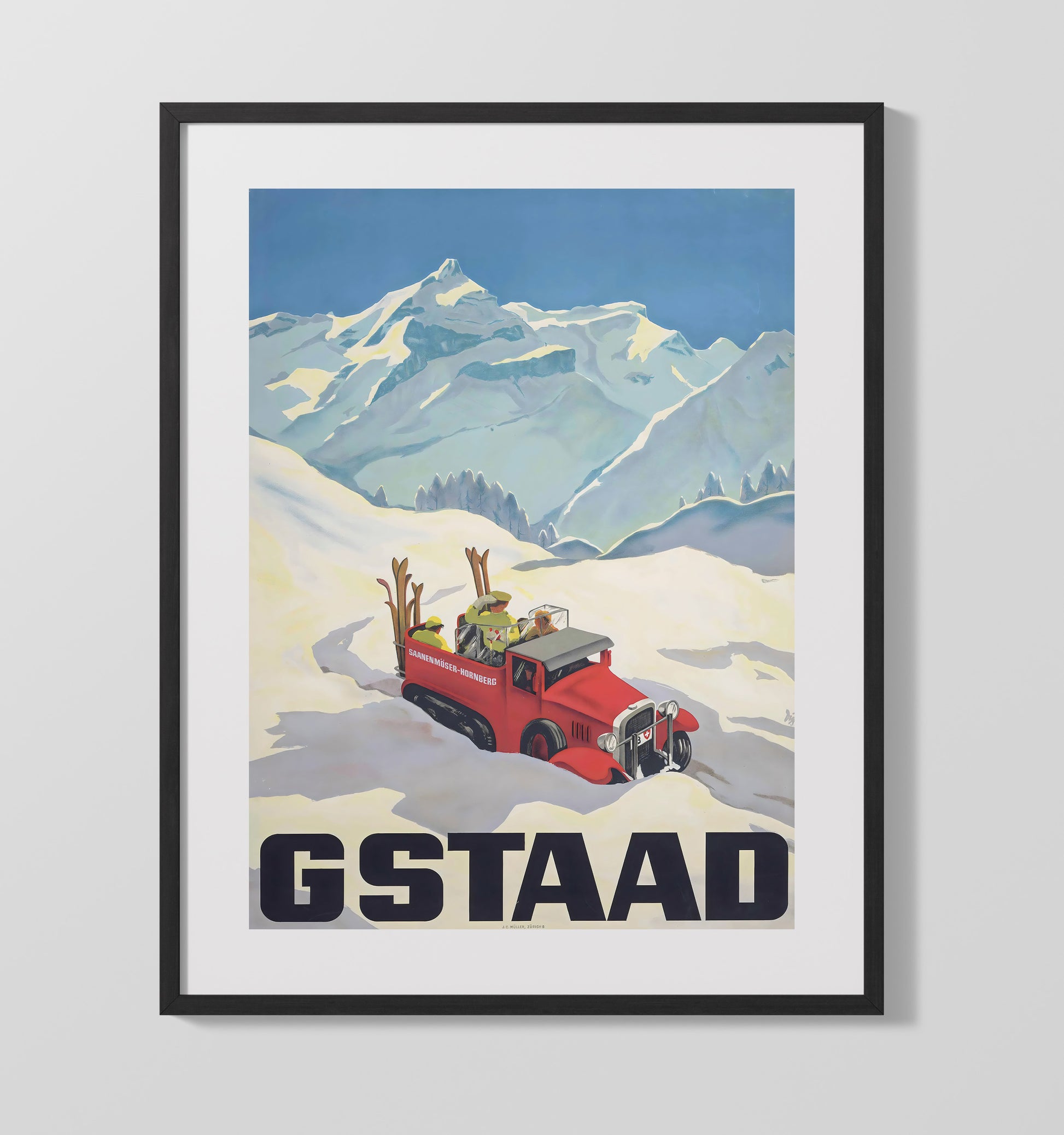 Gstaad Vintage Travel Print 16x20 Gallery Frame travel wall art print