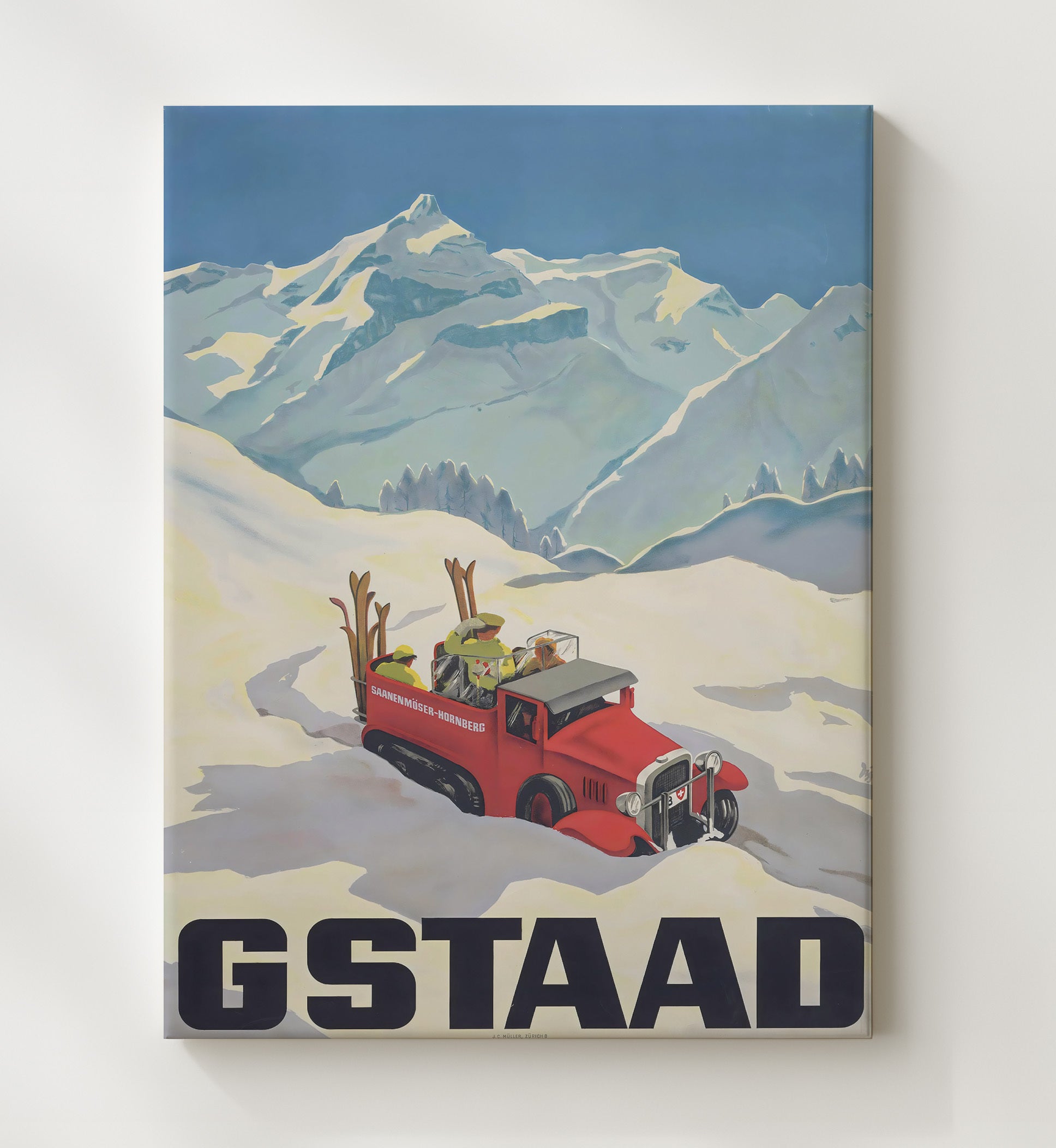Gstaad Vintage Travel Print 20x24 Canvas travel wall art print