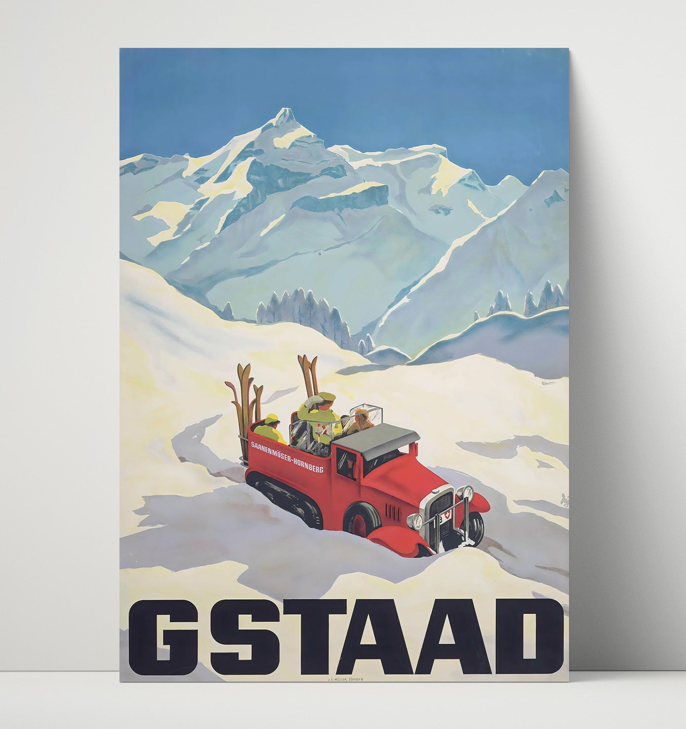Gstaad Vintage Travel Print 16x20 Unframed Print travel wall art print