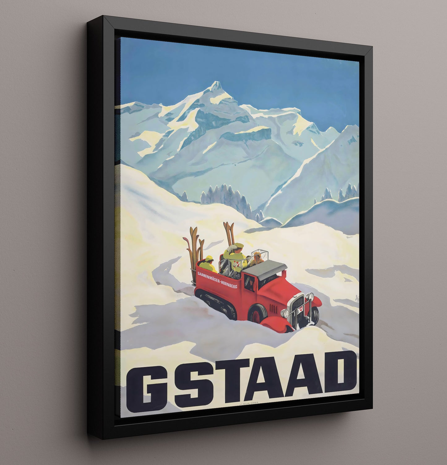 Gstaad Vintage Travel Print 16x20 Framed Canvas travel wall art print