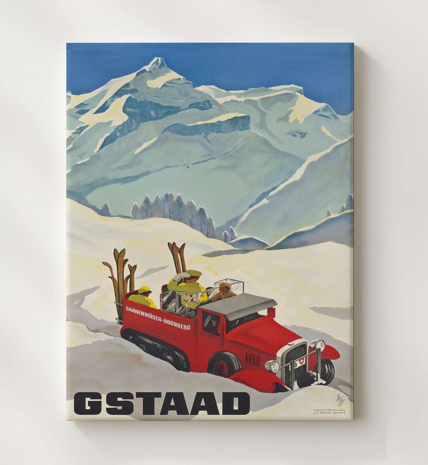 Gstaad Switzerland Vintage Travel Print 20x24 Canvas travel wall art print