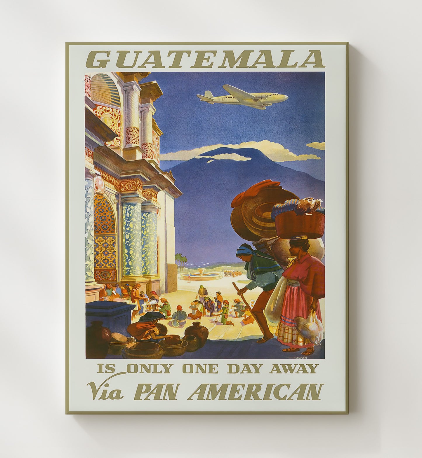Guatemala Pan American Vintage Travel Print 20x24 Canvas travel wall art print