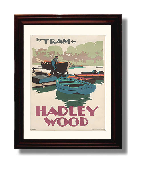 Hadley Wood Tram Route Vintage Travel Print 8x10 Beveled Frame travel wall art print