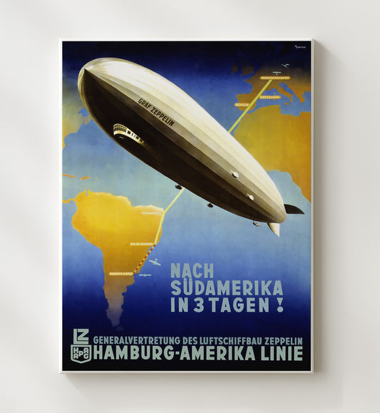 Hamburg America Zeppelin - Travel - 20x24 Canvas