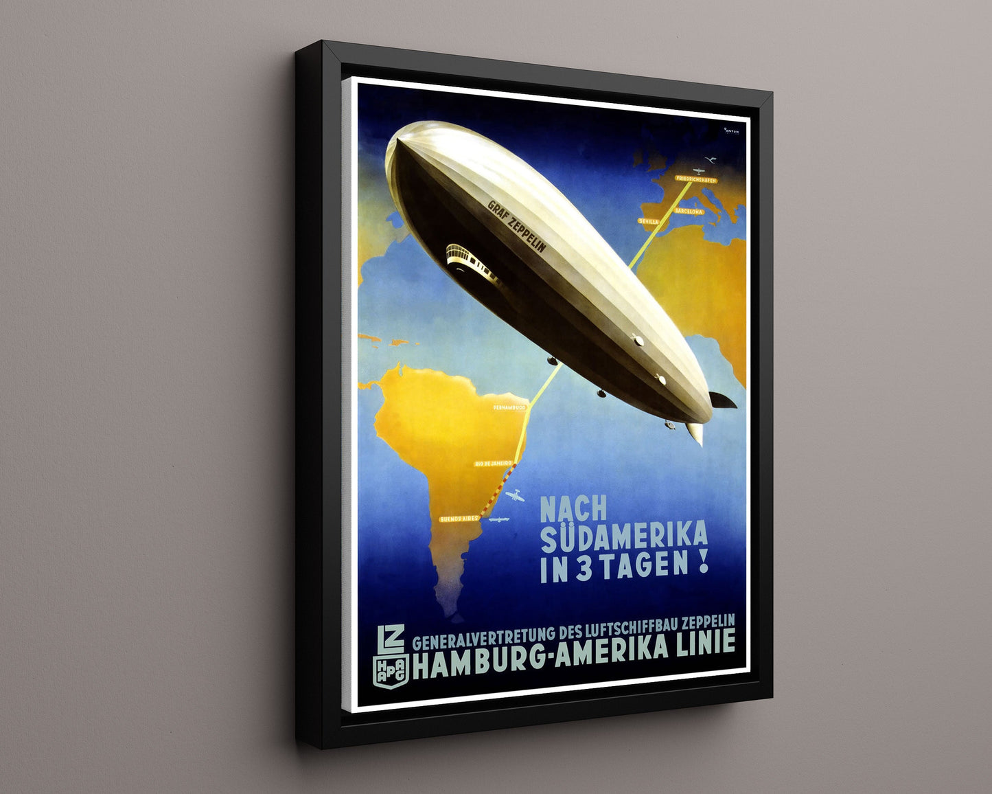 Classic Travel Poster - Hamburg America - Zeppelin