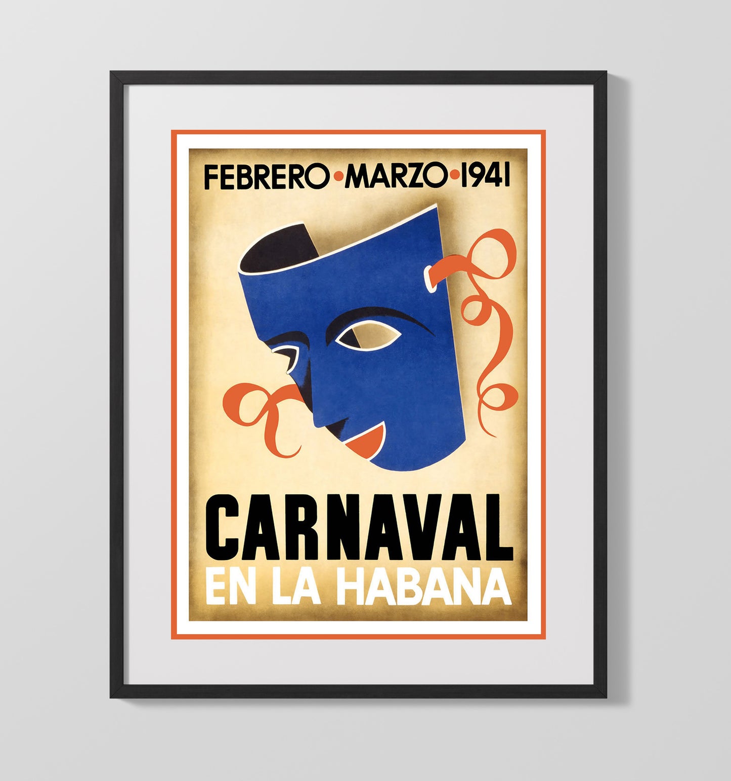 Havana Carnaval 1941 Vintage Travel Print 16x20 Gallery Frame travel wall art print