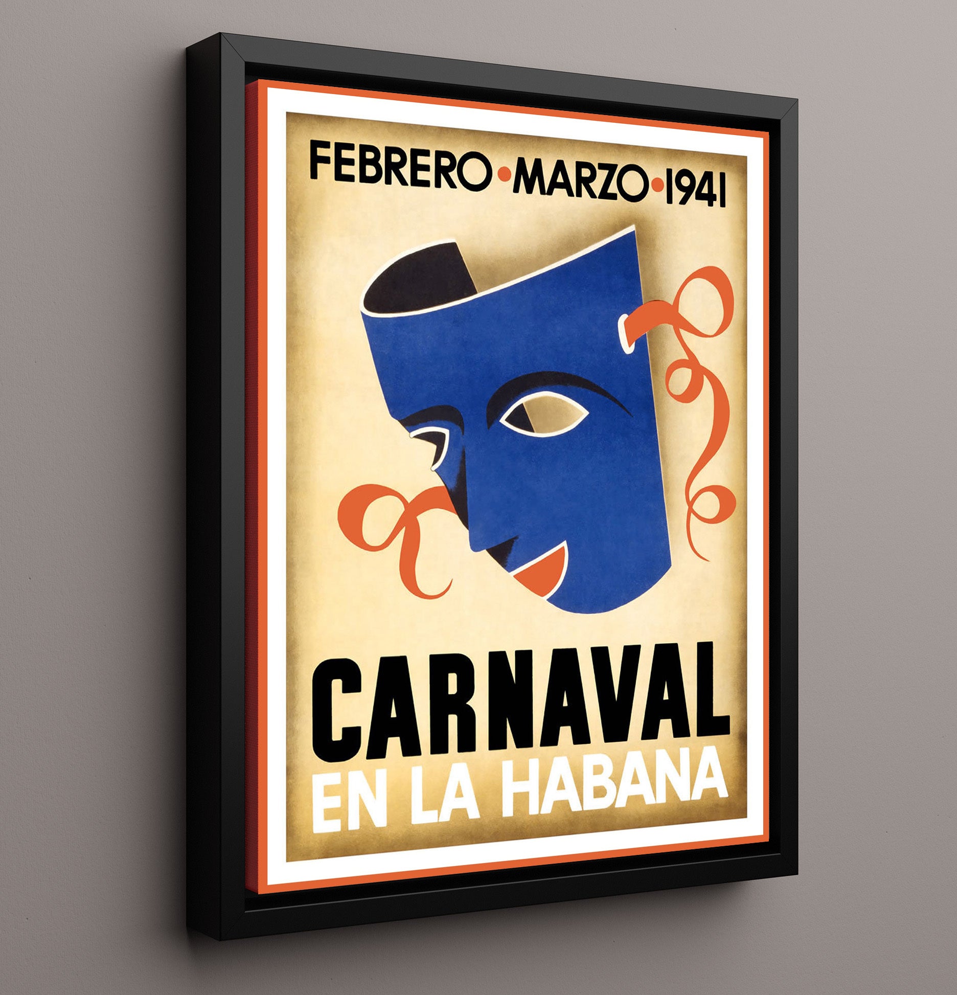 Havana Carnaval 1941 Vintage Travel Print 16x20 Framed Canvas travel wall art print