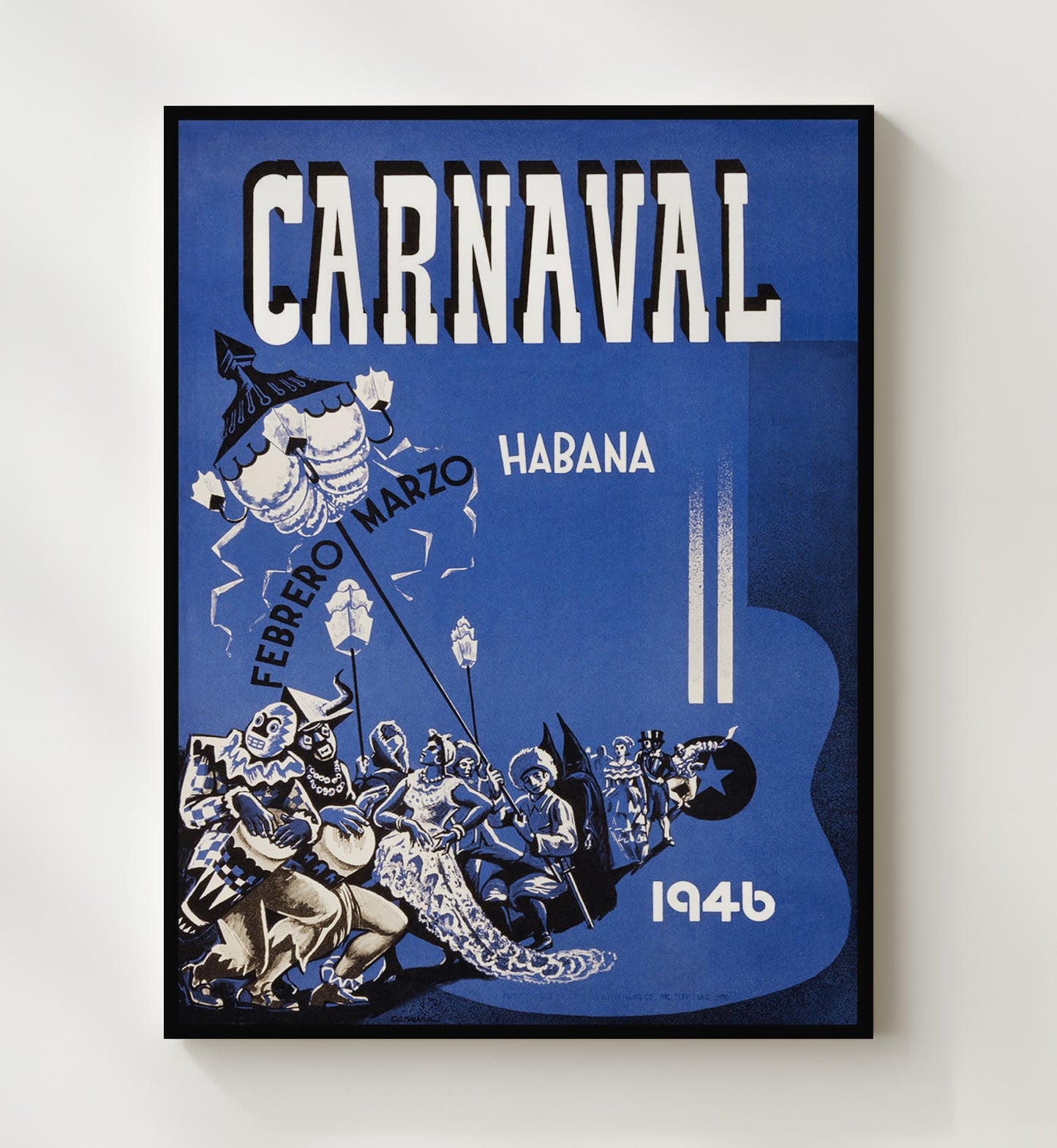 Havana Carnaval 1946 Vintage Travel Print 20x24 Canvas travel wall art print