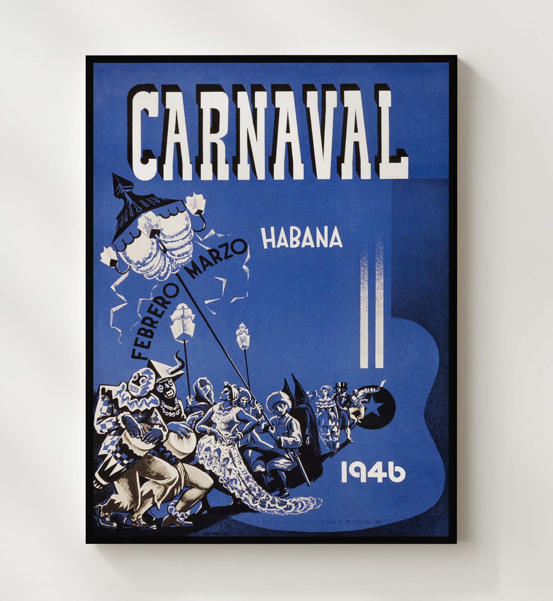 Havana Carnaval 1946 Vintage Travel Print 20x24 Canvas travel wall art print