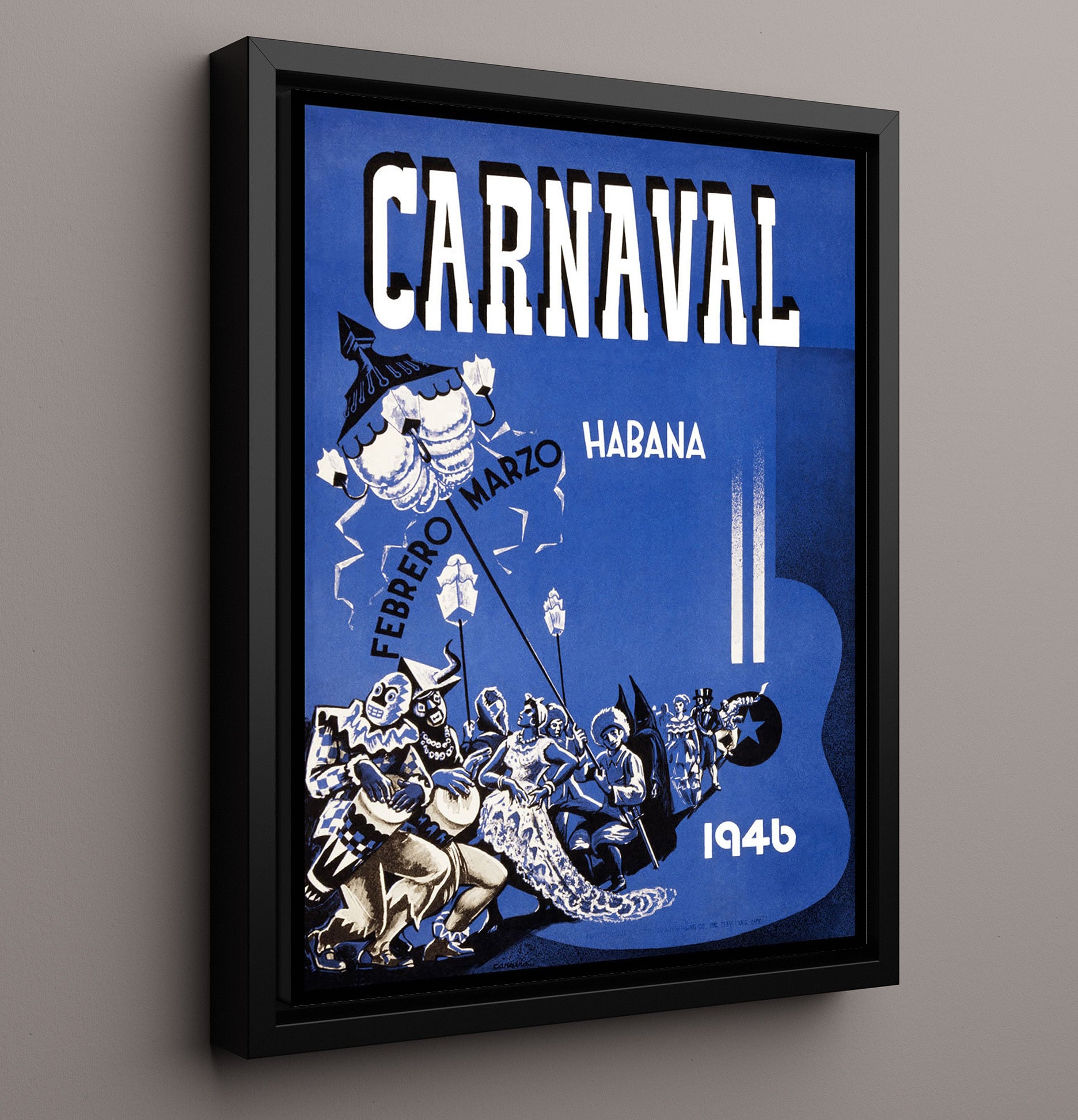 Havana Carnaval 1946 Vintage Travel Print 16x20 Framed Canvas travel wall art print