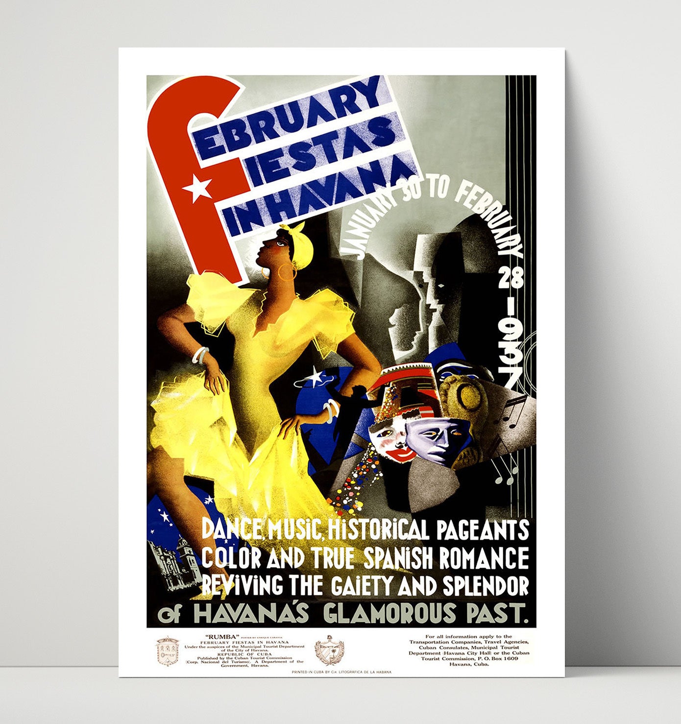 Havana Fiestas 1937 Vintage Travel Print 16x20 Unframed Print travel wall art print
