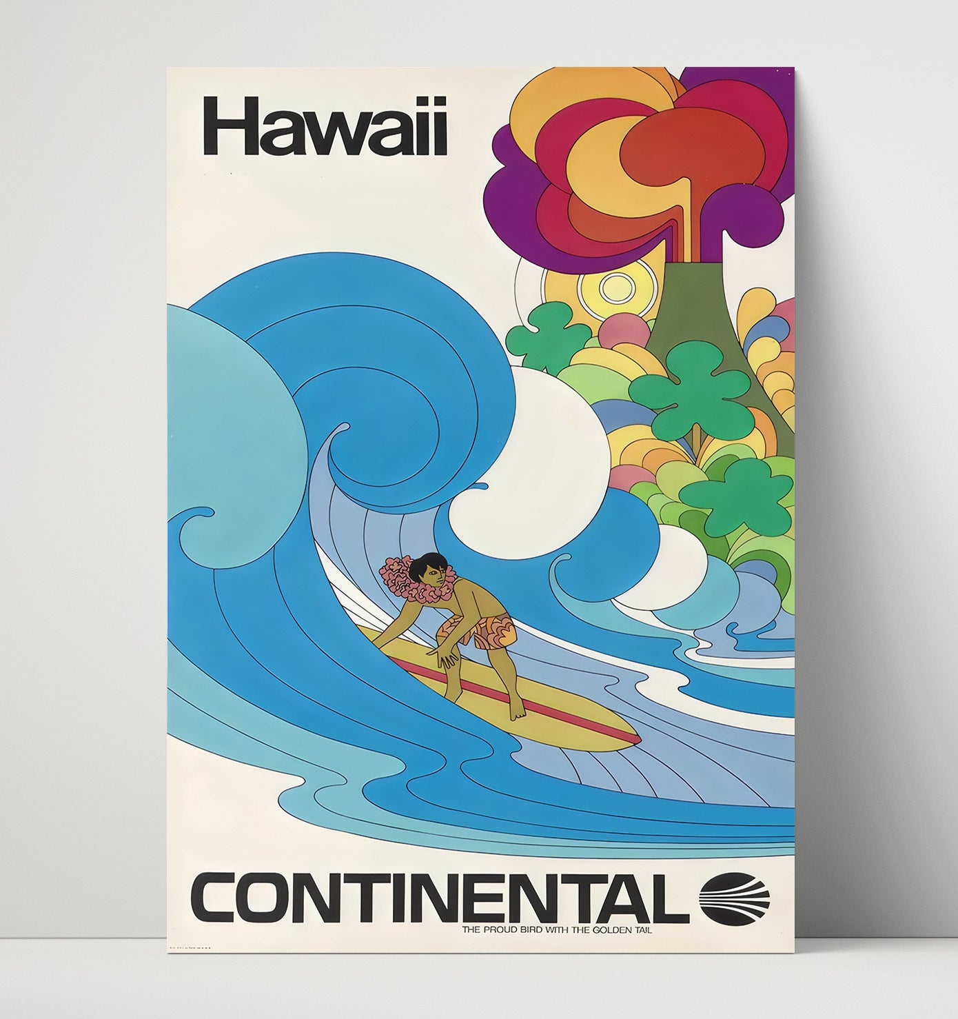 Hawaii Continental Vintage Travel Print 16x20 Unframed Print travel wall art print
