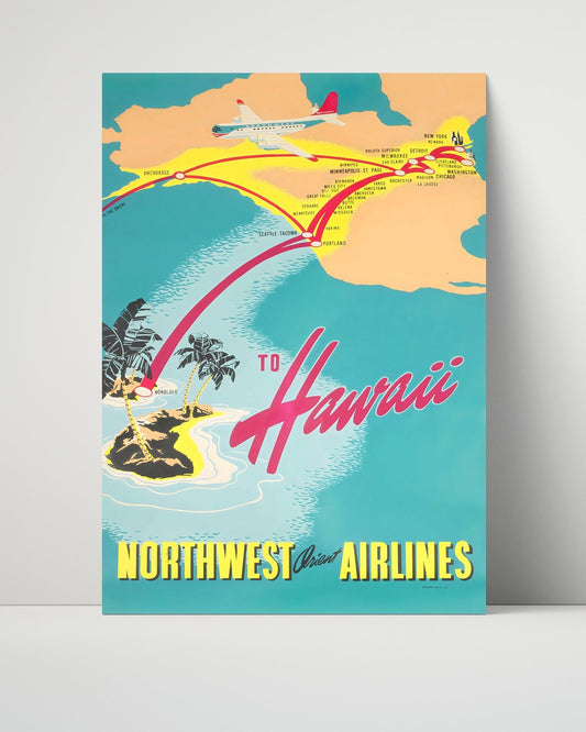 Classic Travel Unframed Poster -  Hawaii - Northwest Orient Airlines