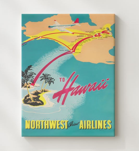 Hawaii Northwest Orient Airlines - Travel - 20x24 Canvas